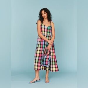 Lazy Oaf Checkmate Bow Strap Dress Rainbow Checkered L NWT Sold Out